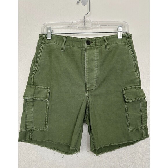 Madewell Cutoff Utility Cargo Shorts Army Green Utility High Rise Women Size 26